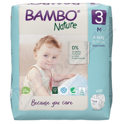 BAMBO Nature 3 Dětské plenkové kalhotky 4-8 kg 28 ks