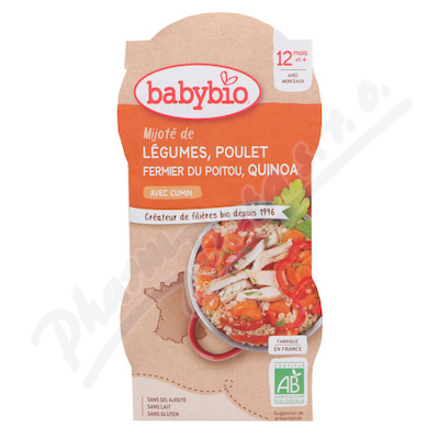 BABYBIO Zelenina s kuřetem a quinoa 2x200g