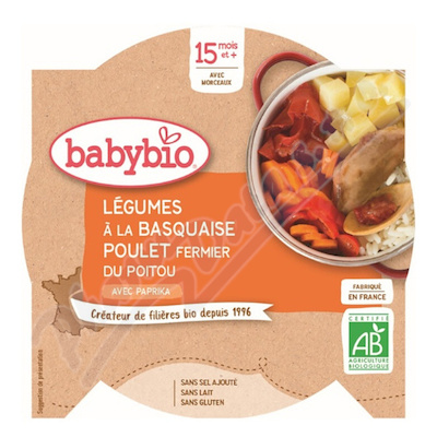 BABYBIO Zelenina s farmářským kuřetem a rýží 260g