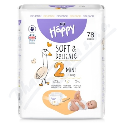 Happy Soft&Delicate 2 dětské pleny 3-6kg 78ks