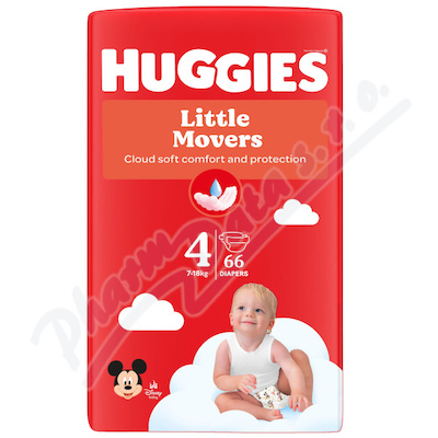 HUGGIES dětské plenky Little Movers 4 velikost 7-18 kg 66 kusů