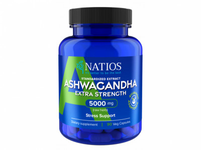 NATIOS Ashwagandha Extract, 5000 mg, Extra Strength, 90 veganských kapslí