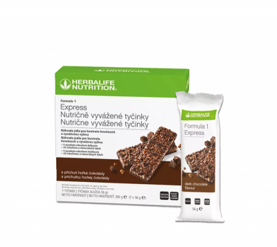 Herbalife Formula 1 Express nutričně vyvážené tyčinky hořká čokoláda 7 x 56 g