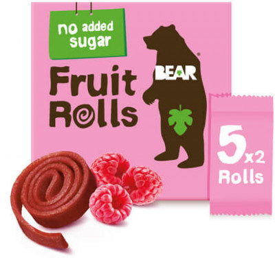 GRIZLY BEAR Fruit Rolls malina ovocné rolované plátky 5x20 g