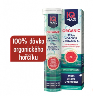 IQ Mag ORGANIC Magnesium+B6, organický hořčík šumivé tbl. DÁREK