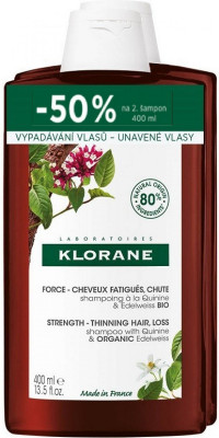 KLORANE Šampon chinin a BIO protěž 400ml DUO