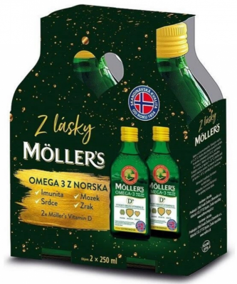 Mollers Omega 3 D+ dárkové balení 2x 250ml