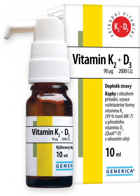 Vitamin K2 90mcg + D3 2000 I.U.kapky 10ml Generica