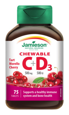 JAMIESON Vitamíny C a D3 třešeň cucací tbl.75