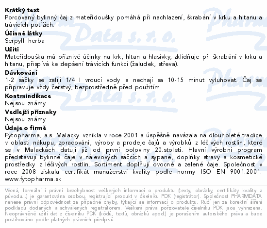 Mateřídouška 20x1g Fytopharma