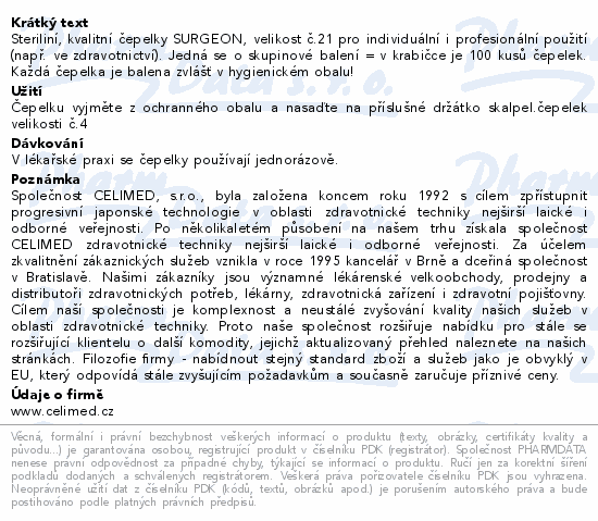 Čepelky skalp.SURGEON č.21 steril.100ks