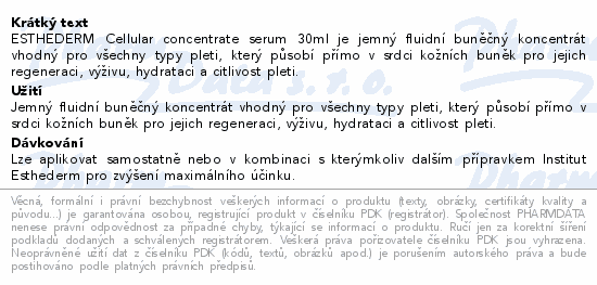 INSTITUT ESTHEDERM CELLULAR CONCENTRATE Sérum na obnovu buněčných procesů v pleti 30 ml