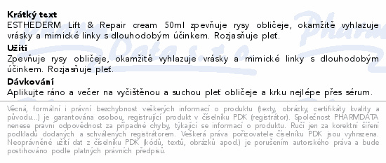 INSTITUT ESTHEDERM LIFT & REPAIR Protivráskový zpevňující krém 50 ml