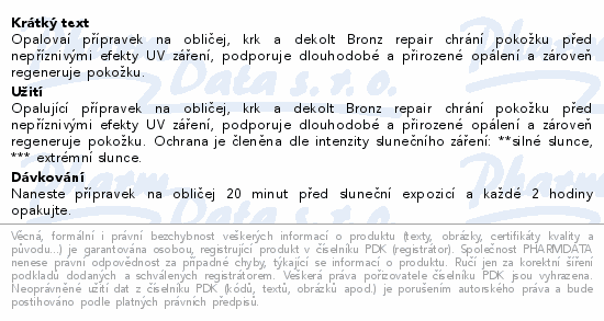 INSTITUT ESTHEDERM BRONZ REPAIR Protivráskový opalovací krém (na obličej) pro mírné slunce 50 ml