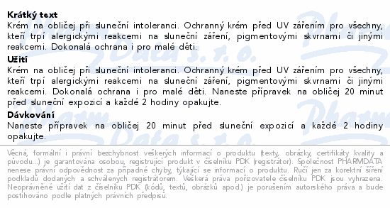 INSTITUT ESTHEDERM SUN INTOLERANCE Ochranný krém (na obličej) pro pleť netolerující slunce SPF 50+ 50 ml