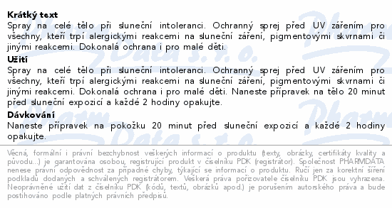 INSTITUT ESTHEDERM SUN INTOLERANCE Ochranné tělové mléko pro pleť netolerující slunce SPF 50+ 150 ml