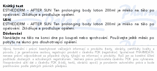 INSTITUT ESTHEDERM TAN PROLONGING Tělové mléko na prodloužení opálení 200 ml