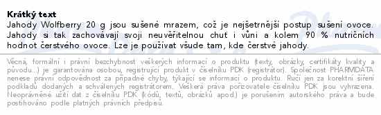 Jahody sušené mrazem 20g Wolfberry