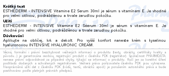 INSTITUT ESTHEDERM INTENSIVE VITAMINE E² Sérum pro citlivou pleť 30 ml