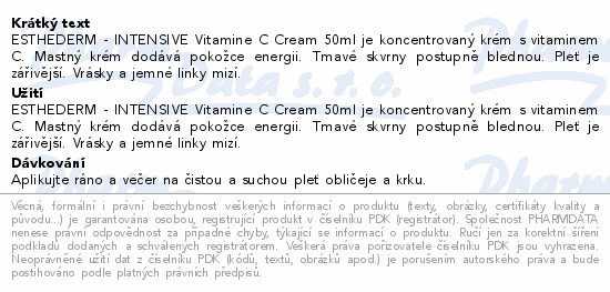 INSTITUT ESTHEDERM INTENSIVE VITAMIN C Rozjasňující krém 50 ml