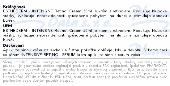 INSTITUT ESTHEDERM INTENSIVE RETINOL Krém proti hlubokým vráskám 50 ml