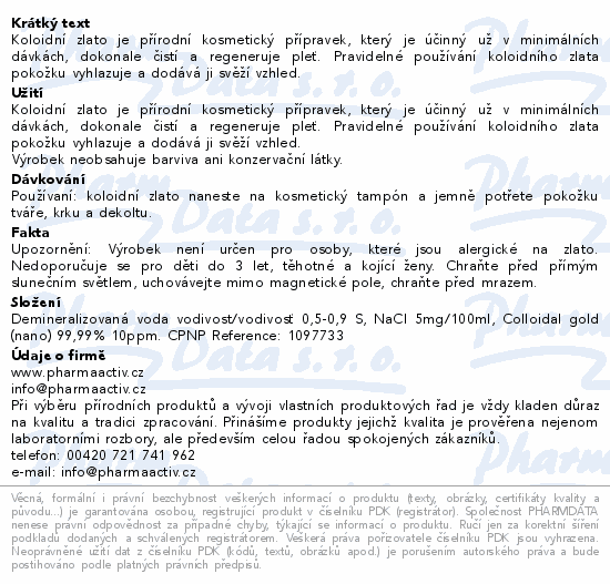 Koloidní zlato 10ppm 300ml