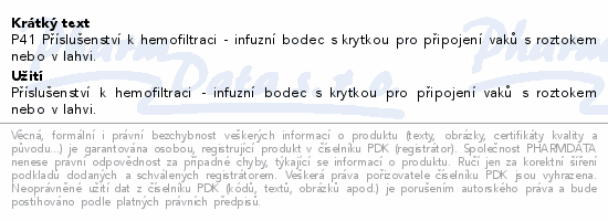 P41 Infusion Spike inf.bodec k připoj.vaků 200ks