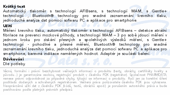 Microlife Tlakoměr BP B6 Connect Bluet.dig.+adap.