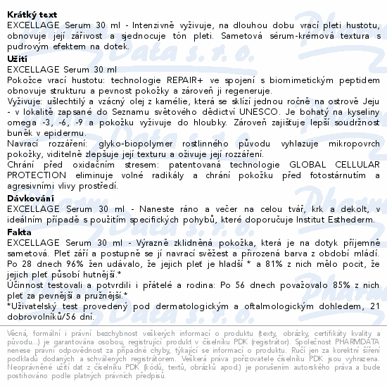 INSTITUT ESTHEDERM EXCELLAGE Omlazující sérum pro zlepšení hustoty pleti 30 ml