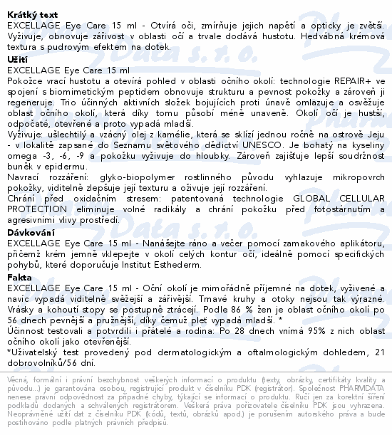 INSTITUT ESTHEDERM EXCELLAGE Omlazující oční krém pro zlepšení hustoty pleti 15 ml