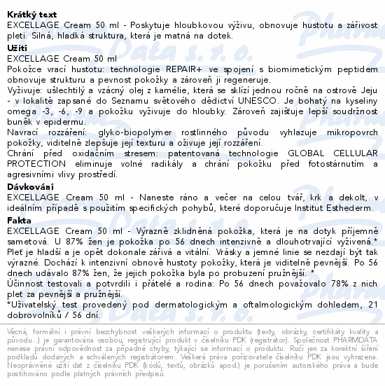 INSTITUT ESTHEDERM EXCELLAGE Omlazující krém pro zlepšení hustoty pleti 50 ml