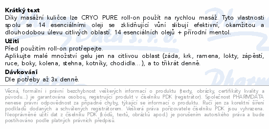 PURESSENTIEL CRYO PURE Masážní kulička 75ml