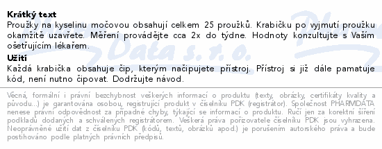 Proužky pro měření kyseliny močové EasyTouch 25ks