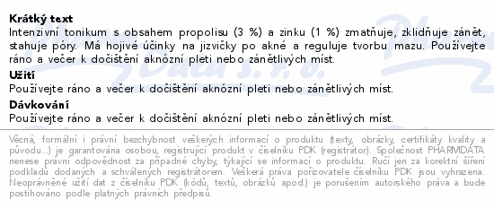 INSTITUT ESTHEDERM INTENSIVE PROPOLIS+ Tonikum pro odstranění nedokonalostí pleti se zinkem 130 ml