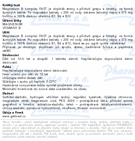Magnesium B komplex FAST eff.tbl.20 Galmed