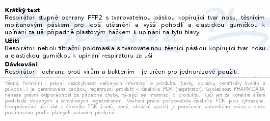 Respirátor GPP2 tř.ochrany FFP2 NR 1ks černý