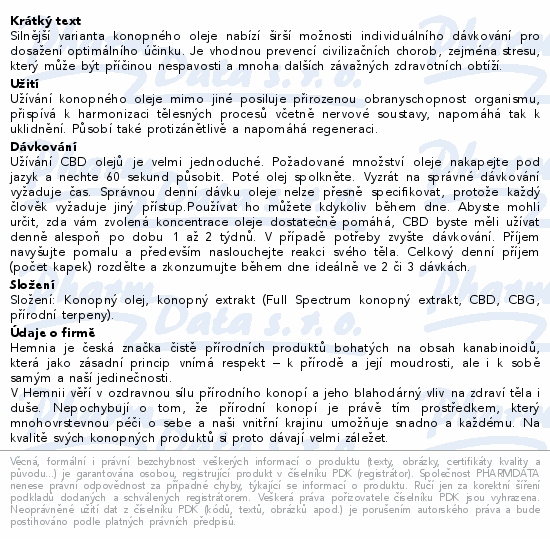 Hemnia CBD Konopný olej 10% 1000mg 10ml
