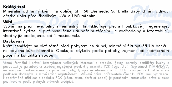 Dermedic Sunbrella Baby SPF50 Pleť.opal.krém 50g