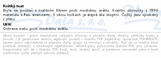 GLASSA brýle na PC černé +0.00