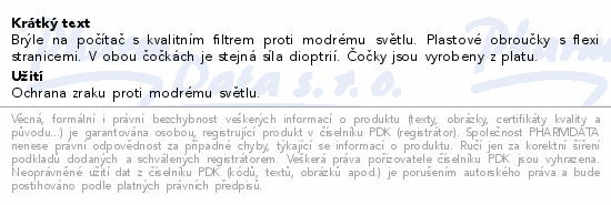 GLASSA brýle na PC modro/šedé +0.00