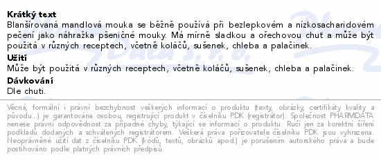 Allnature Mandlová mouka blanšírovaná 250g