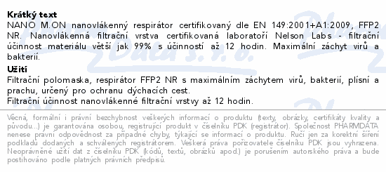 NANO M.ON nanovlákenný respirátor FFP2 bílý 25ks