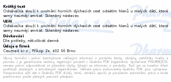 Nosátko odsávačka nosních hlenů sklo