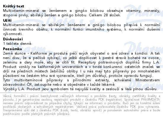 Multivitamin-mineral se ženšenem+ginkgo b.tbl.100