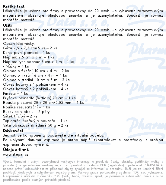 Lékárnička - nástěn.s náplní do 20osob-ZM20